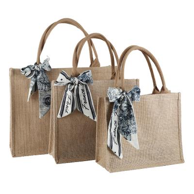 China Factory Wholesale Custom Printed Reusable Shopping Jute Tote Bag Jute Bags Eco Friendly Burlap Handbag Eco Friendly for sale