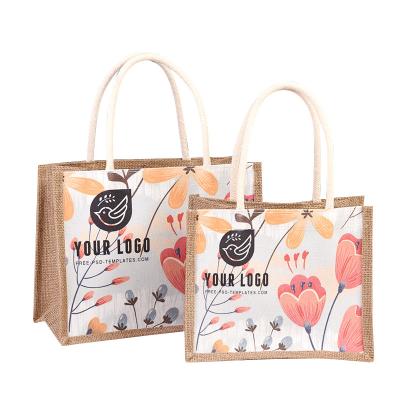 China Professional Design BIODEGRADABLE Small Logo Shopping Tote Custom Jute Burlap Bags With Handles for sale