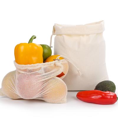 China Customized Clear Organic Cotton Recyclable Mesh Produce Pouch Bag From Promotional Eco Friendly Foldable Drawstring for sale