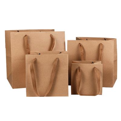 China Recyclable Recyclable Kraft Paper Bag With Your Own Logo , Custom Shopping Paper Bag For Food With Handle for sale