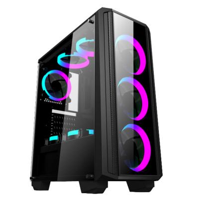 Cina Fan di RGB di caso di gioco della cassa del desktop computer con il caso di vetro di Front Iron Net Panel ATX del pannello in vendita