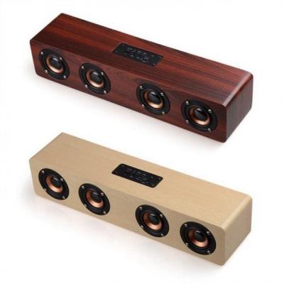 China 4000mah Wooden Bluetooth Wireless HIFI Speaker Portable Music SoundBar AUX Handsfree for TV for sale