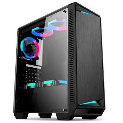 China Armário de computador MATX ABS SPCC RGB 5x12cm ventiladores gabinete de vidro completo para PC à venda