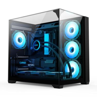 China Three-sided Glass Chassis Supports Full-size ATX Motherboards Computer Case For Users Needing Efficient Cooling Expandability for sale