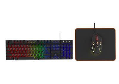 China Iluminação estática de cor de arco-íris teclado de filme de carbono de alta qualidade 6D mouse de jogo com fio com ergonomia pad de mouse confortável à venda