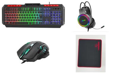 Cina Set di periferiche di gioco completo tastiera personalizzata cuffie a 4 velocità regolabili con mouse 6D in vendita