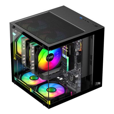 Chine MATX/ITX support de carte graphique jusqu'à 320 mm, refroidisseurs CPU jusqu'à 165 mm, 1 disque dur, 2 disques SSD, 3 ventilateurs x 12 cm,Bon rapport qualité-prix à vendre