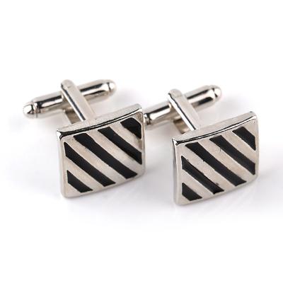 China Birthday Men's Gift Black Stripes Slap To Button Wholesale Black Color Fashion Enamel Style Cufflinks for sale