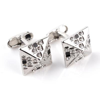 China Wholesale Fashionable Delicate Gentlemen's Birthday Wedding Suit Rhinestone Pyramid Cufflinks for sale