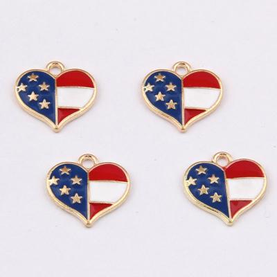 China Customized ALLOY Jewelry Wholesale Customized Zinc Alloy American Flag Heart Shape Charms for sale