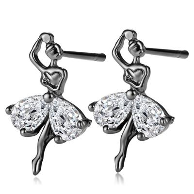 China New Fashion HOT Trend Dancer Shape Zircon Stud Models Earrings for sale