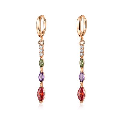 China Unique ALLOY Simple Design Colorful Zircon Gold Plated Earrings For Party for sale