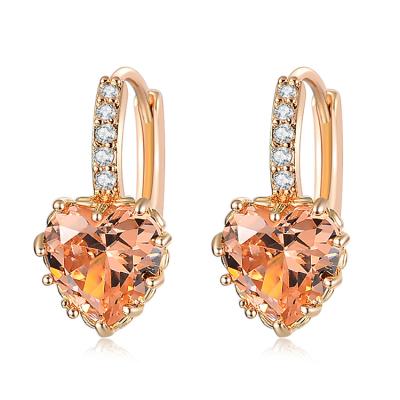 China ALLOY Simple Design Big Heart Shape Zircon Pave Earrings for sale