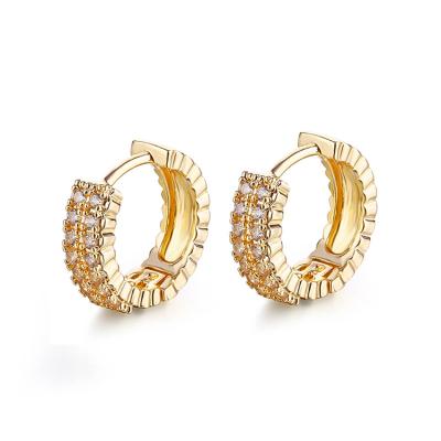 China ALLOY Competitive Price Two Line Zircon Circle Clip Earrings for sale