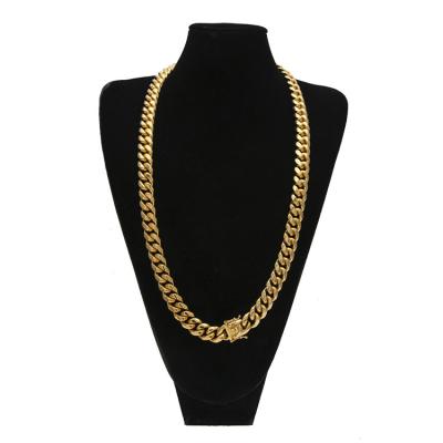 China Men's 316L Stainless Steel High Quality Cuban Link Hip Hop Chain Necklaces Gold Plated Jewelry 8mm,10mm,12mm,14mm for sale