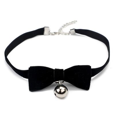 China Latest Design Environmentally Friendly Fashionable Boho Velvet Handmade Bowknot Bells Choker Necklace for sale