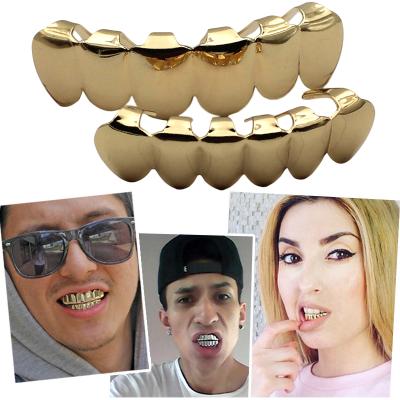 China Hiphop Customized Teeth Grillz Unisex Gold Silver Color Hiphop Metal Gender Dental Grills for sale