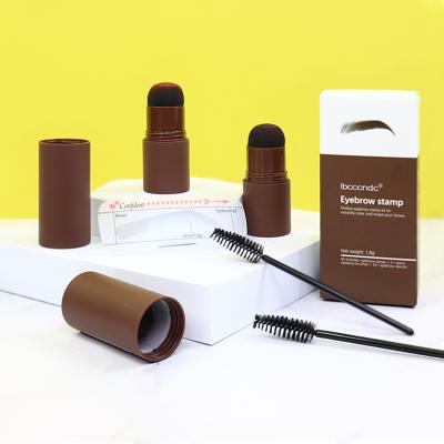 China Waterproof Hot Selling Brown Dye Brow Powder Eyebrow Stamp Stick With Adjustable Stencil for sale