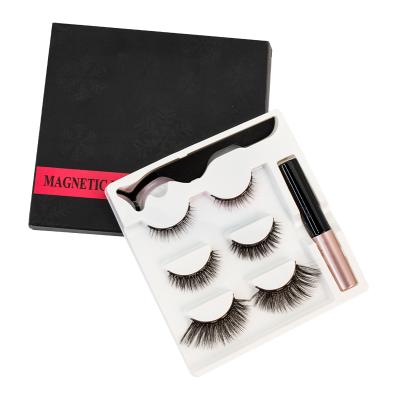 China Lashes Advanced 3 Pairs Variety Color Premium Natural Luxury Eyeliner Gift Set Magnetic Fiber Lashes for sale