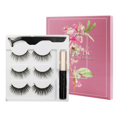 China Magnetic Eyelashes 3 Pairs Individual Natural Korean Synthetic False Premium Silk Fiber Lashes for sale