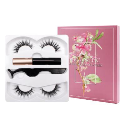 China 2 Pairs Lashes Natural Light Silk Super Flexible Synthetic Fiber Magnetic Eyelashes for sale