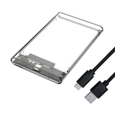 China Sata To USB 2.5 Inch HDD Case Hard Disk Case USB3.1 Transparent Type-C In SATA HD Hard Disk Drive Mobile SSD Enclosure Box for sale