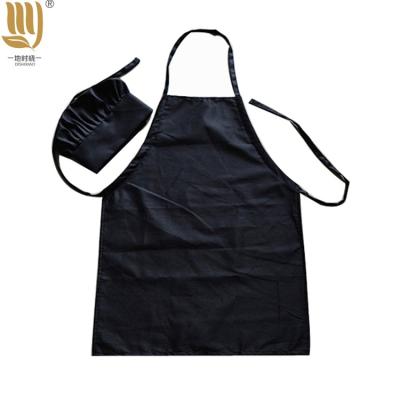 China Cheap Price Kids Black Apron And Hat Kids Apron Cleaning Set Custom Logo Kitchen Cooking Baking Chef Costume for sale