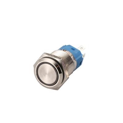 China 16mm Metal Button Switch Waterproof With LED Light Round Button One Button Start Switch Self Reset 16A for sale