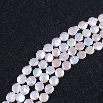 China Freshwater Pearl 12-13mm Coin Round White Freshwater Loose Pearl for sale