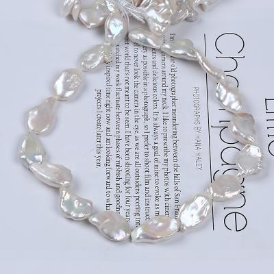 China Freshwater pearl factory grown 14-15mm natural irregular real freshwater keshi pearl straight hole string for sale