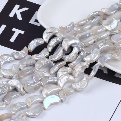 China Wholesale Economic White Natural Freshwater Pearl Moon Shape Pearl Wide Strand for sale