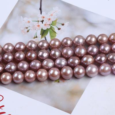 China Freshwater Pearl 12-13mm Purple Close Round Pearl Strand Wholesale Freshwater Pearl Wick For Jewelry Making for sale