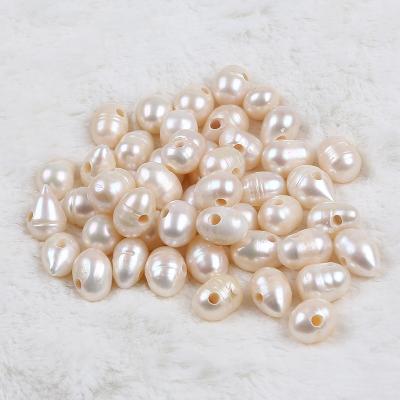 China Wholesale 9-10mm White Rice Shape Natural Freshwater Pearl Loose Bead With 2.5mm Hole For DIY Jewelry Accessories for sale