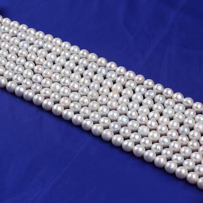 China White Freshwater Pearl 9-11mm Edison Round Shape Freshwater Pearl Pearl Strand For Necklace Making for sale