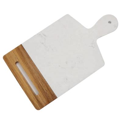 China Viable Detachable Acacia Splice Wooden Marble Cutting Chopper Cookbook Computer Tablet Stand for sale