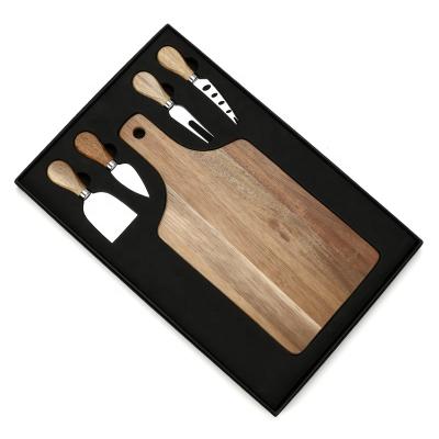 China Factory Sustainable High Quality Acacia Cutting Board Wood With Cheese Knife Cheese Tool Kit For Gift for sale