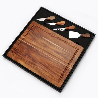 China Sustainable High Quality Factory Acacia Cutting Board Wood With Cheese Knife for sale