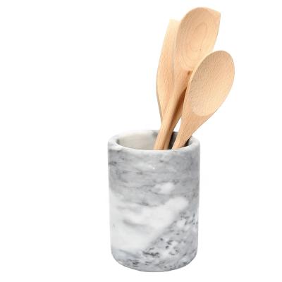 China Sustainable Luxury Natural Marble Stone Round Kitchen Utensil Holder For Kitchen for sale