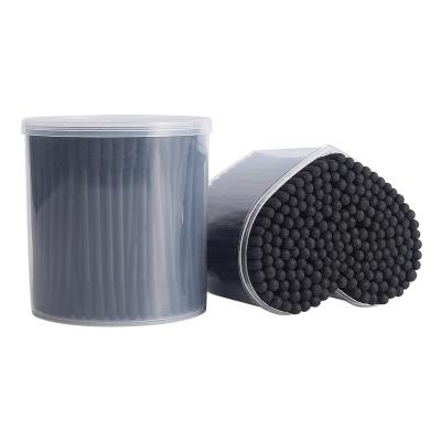 China Wholesale 200 PCS Paper Stick Daily Cleaning Double Tips Black Bamboo Charcoal Cotton Pads Main In PP Heart Box for sale