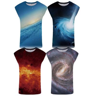 China Free Sample Galaxy Tank Top Mens Space Knit Nebula Stringer QUICK DRY Clothing Harajuku Vest Blue Ftness Sleeveless Shirt Muscle for sale