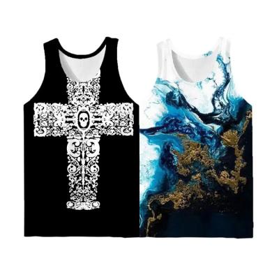 China Jesus Singlet Hip Hop Mens Bodybuilding Tops Tank Skull Free Sample Sleeveless Shirt QUICK DRY Mens Full Tops High Quality Funny Print for sale