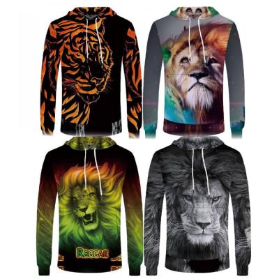 China Hoodies Hoody 2023 Tiger Men Animal Oversized Sweatshirts 3D Grown Hoodie Casual Streetwear Anti-wrinkle Free Sample Pocket Sweatshirt for sale