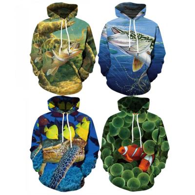 China Free Sample 3D Anti-wrinkle Fish Hoodie Men Sweatshirt Fisherman Anime Tropical Animal Ocean Printed Funny Hoodies Mens Clothing for sale