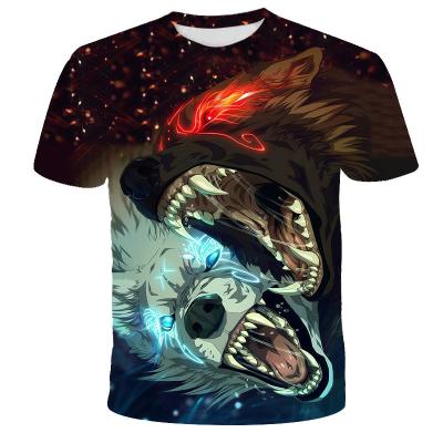 China Anti-Wrinkle Fast Delivery Punk Rock 3D Wolf Graphic Unisex Trending Animal Digital Printing For T-shirts Blank T-shirts Bulk for sale