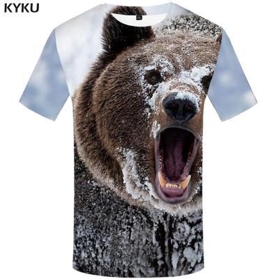 China Anti-Wrinkle Fast Delivery Brand Animal Men Support Shirt Print Russia T-Shirts Snow T-shirt Printed Funny T-shirts Casual Mens Clothing for sale