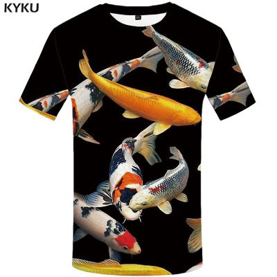 China Anti-wrinkle free sample carp t-shirt men 3D fish shirt animal print black t-shirt printed animal clothing short sleeve t-shirts Anime for sale