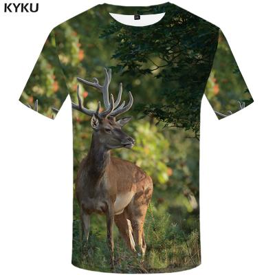 China Men's T-shirt Deer Anti-wrinkle T-shirt Men's Tree T-shirts Casual Animal Cool T-shirts 3D T-shirt Printed Christmas Anime Clothes Women's Clothing men for sale