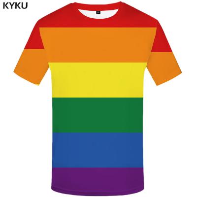 China Quick Delivery Rainbow Anti-wrinkle T-shirt Men Gay T-shirts Casual Colorful T-shirt Printed Shirts Print Anime Gothic Clothing Short Sleeve for sale