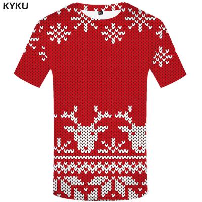 China Anti-Wrinkle Free Sample Christmas T-shirt Men Anime Clothes T-shirts 3D Red Elks T-shirt Printed Casual Short Sleeve Knitting T-shirts Summer for sale