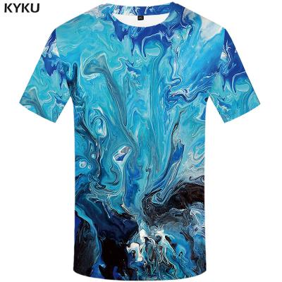 China Free Sample Harajuku Anti-Wrinkle Shirt Psychedelic Print Blue Gothic Funny T-shirts 3D T-shirts Subtract Casual T-shirts Mens Clothing for sale